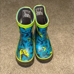 BOGS Kids Blue and Yellow Dinosaur Boots